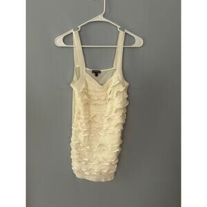 Express Cream Ruffled Layered Long Tank Top – Women’s Size S